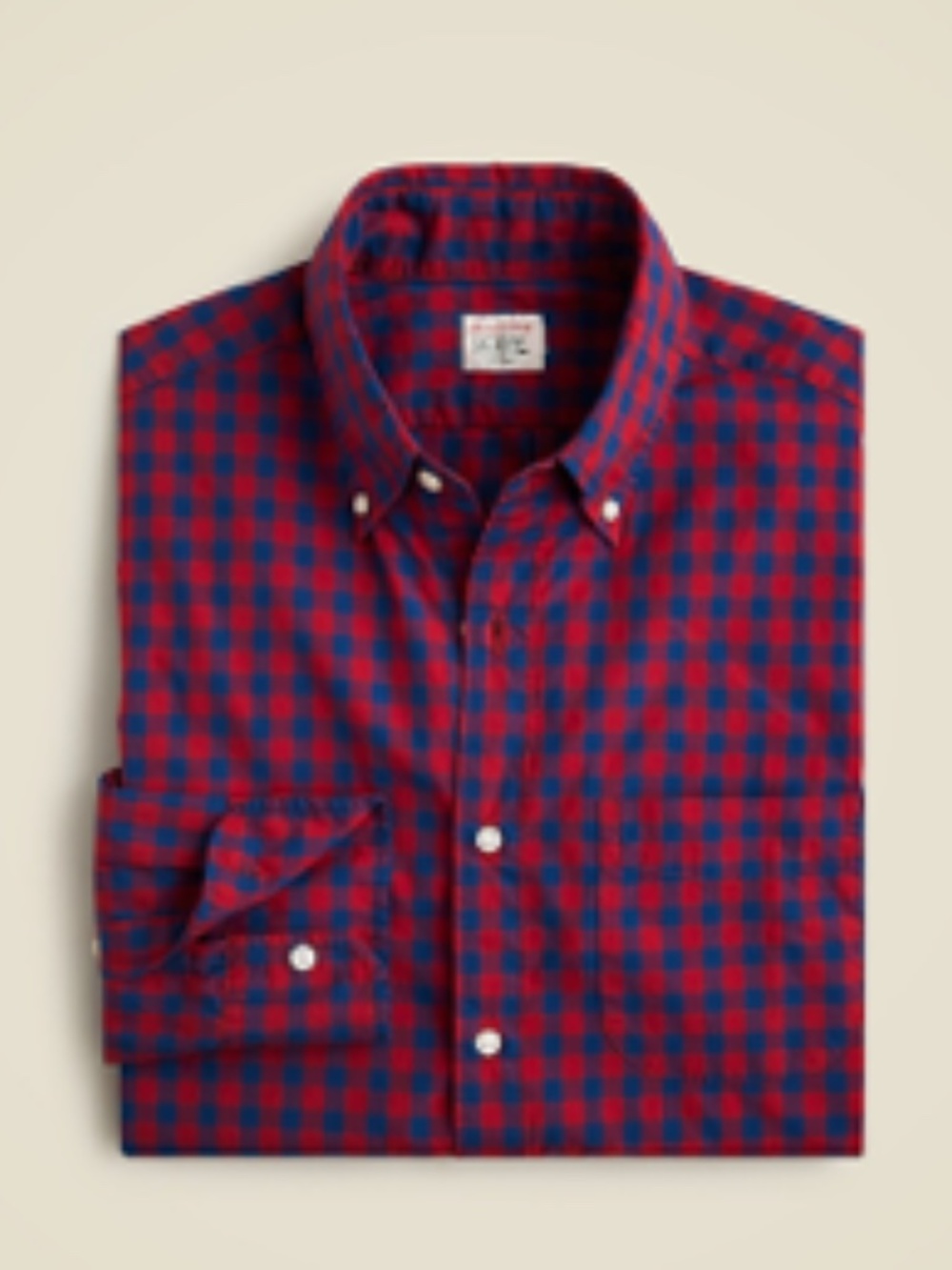 J.Crew Secret Wash Gingham Shirt Red Navy Size Medium